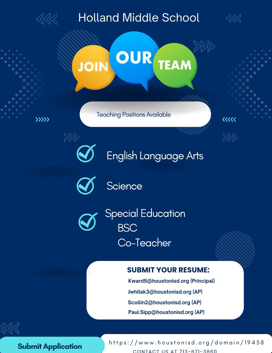 Come Join the Holland team! We are hiring passionate educators who are ready to make a difference in the community. We look forward to meeting with you soon!