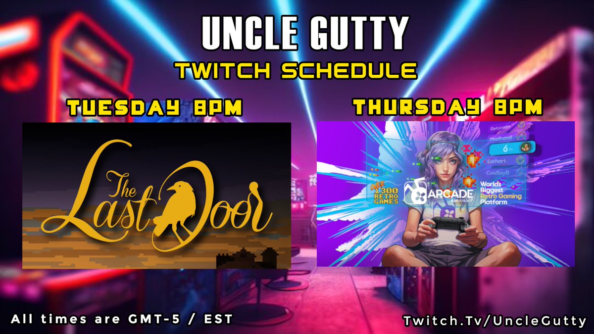 What have I got cooking this week? Some 8 bit horror and some classic retro gaming goodness! Tuesday 8pm EST - The Last Door, 8bit horror point and click. Thursday 8pm EST - Retro Gaming via @AntstreamArcade. Let's knock out some challenges! Only on Twitch!