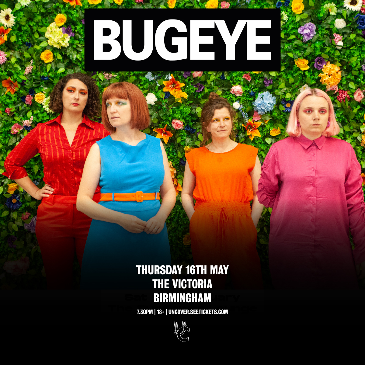 ONE MONTH TO GO 💙 Sequin-drenched all-female four-piece @Bugeyeband headline @TheVictoria, Birmingham, on Thursday, 16th May 🎉 Tickets on sale now: bit.ly/4bjEsqR