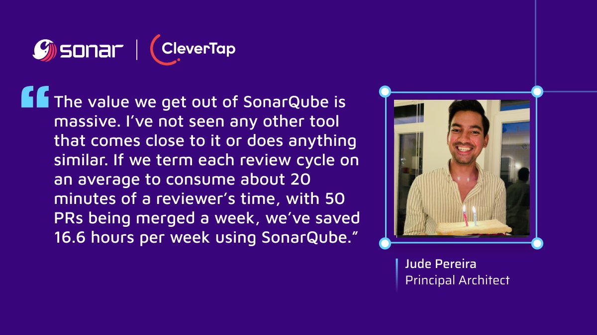 @CleverTap is a customer engagement platform that powers over 10,000 apps globally, helping customers retain their users. Check out our recent case study on how their development teams improved their code quality with SonarQube! Read the full story 👉 bit.ly/3VV7kRf