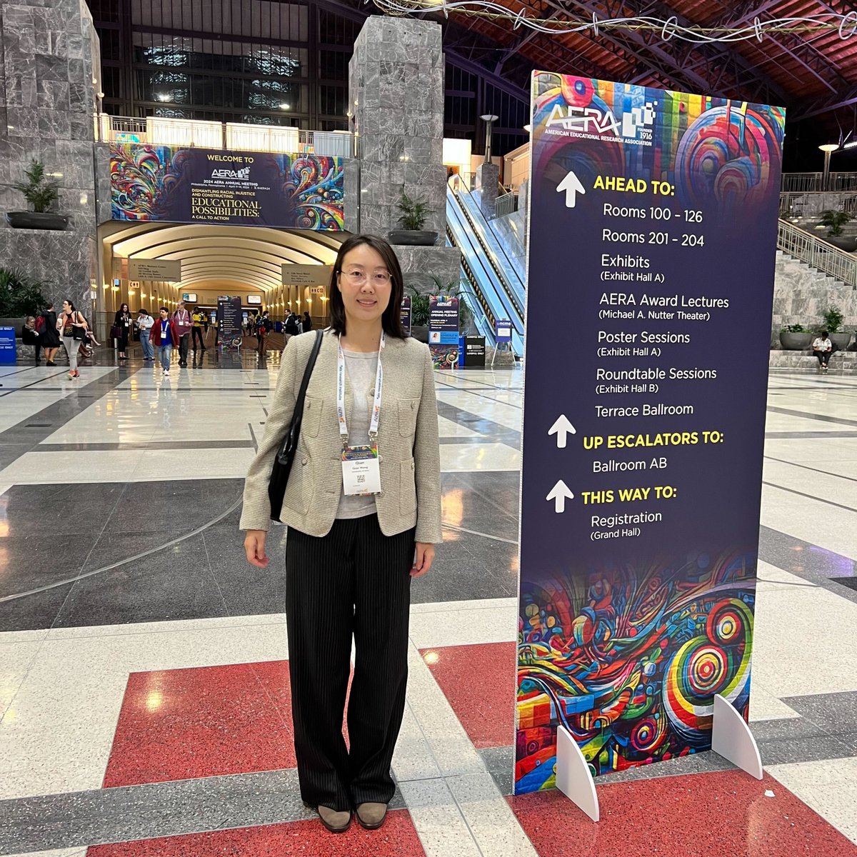 IRRC Associate Director for Research and Evaluation Qian Wang attended the American Educational Research Association’s Annual Meeting this past weekend! There, she connected with scholars in literacy and reading. #AERA24
