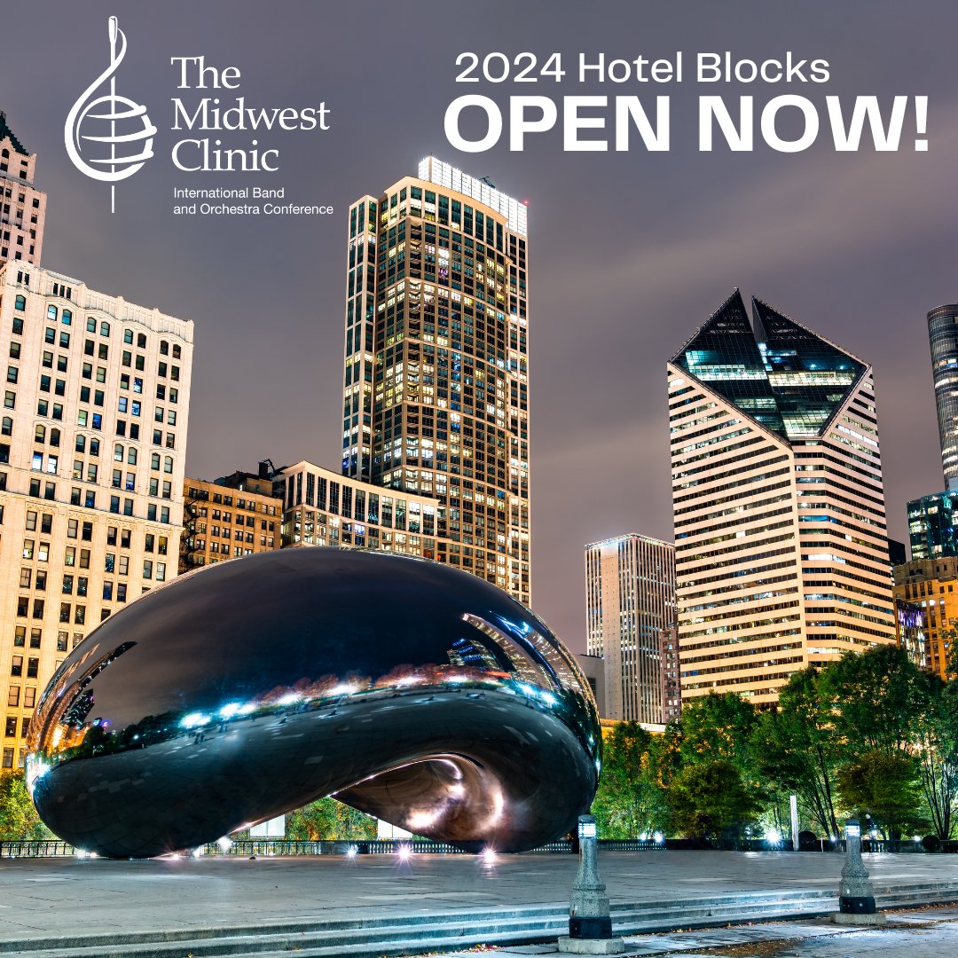 2024 Clinic Hotel blocks are open for reservations! Make your plans now and lock in the lowest rates at a variety of hotels across Chicago, from downtown to steps away from McCormick Place. See your options at midwestclinic.org/Housing-at-the…