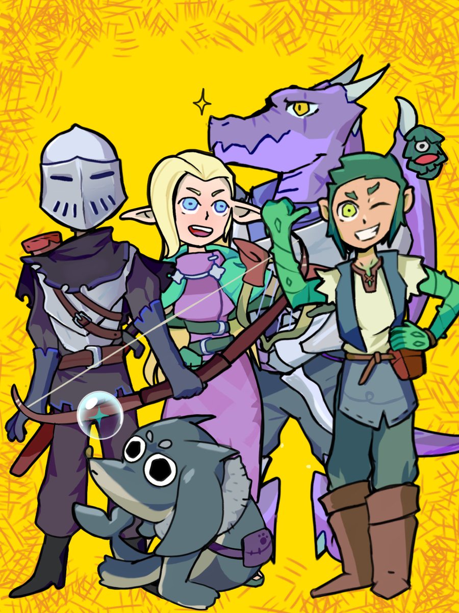 MOLLOOOPO's tweet photo. here are our heroes 
@TheMeemMan Shoko Druid
 @TopFrantaFanta Poplio Mage
@ChaosJevil123 Progon Warrior 
@Tulip_Carnival Lyra Fleet bard
@WitherEnder01  Joakim archer https://t.co/nj8hoqVQpg