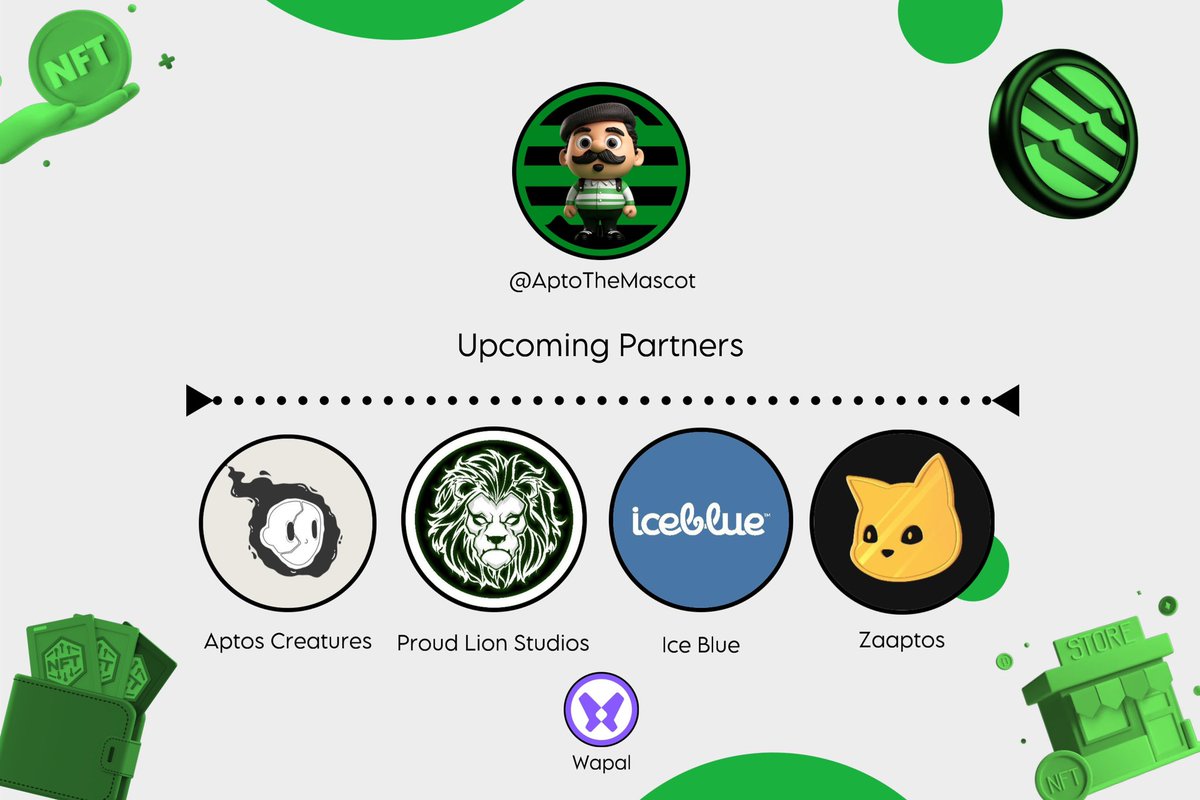 Wooh! So far $APTO already confirmed partnerships with some of your favorite #NFT projects on $APT for our upcoming #Aptos-Mascot collection: @zaaptos @IceBlueNFT @wapal_official @AptosCreature @proudlionstudio And more to come! 👀