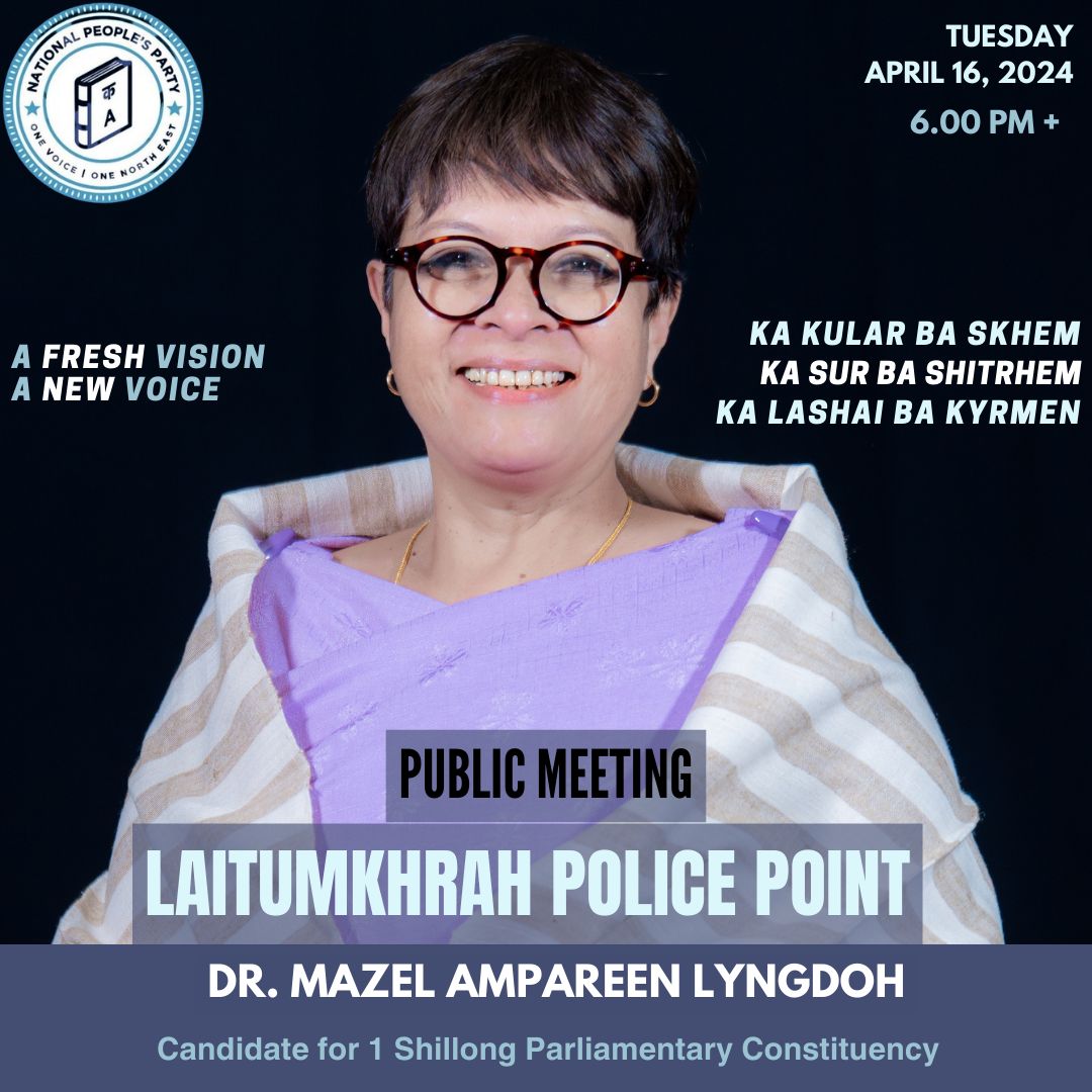 ampareenlyngdoh's tweet photo. Join us for a Public Meeting at Laitumkhrah Police Point on April 16, 2024. A New Voice, A Fresh Vision for Shillong. Your presence matters!
#Meghalaya #Laitumkhrah #VoteForProgress #VoteForNPP #NPPForMeghalaya #LokSabhaPolls #NPP https://t.co/HAOGte03cu