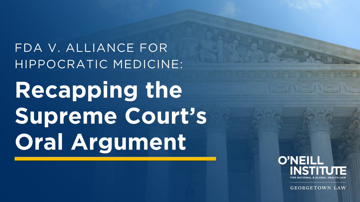 'If the Court ultimately finds that AHM can bring this case, they could establish a harmful precedent that would enable judges w/o medical or scientific knowledge to second-guess the FDA’s subject-matter expertise.' - @ravi_suhasini & Rebecca Reingold. oneill.law.georgetown.edu/fda-v-alliance…