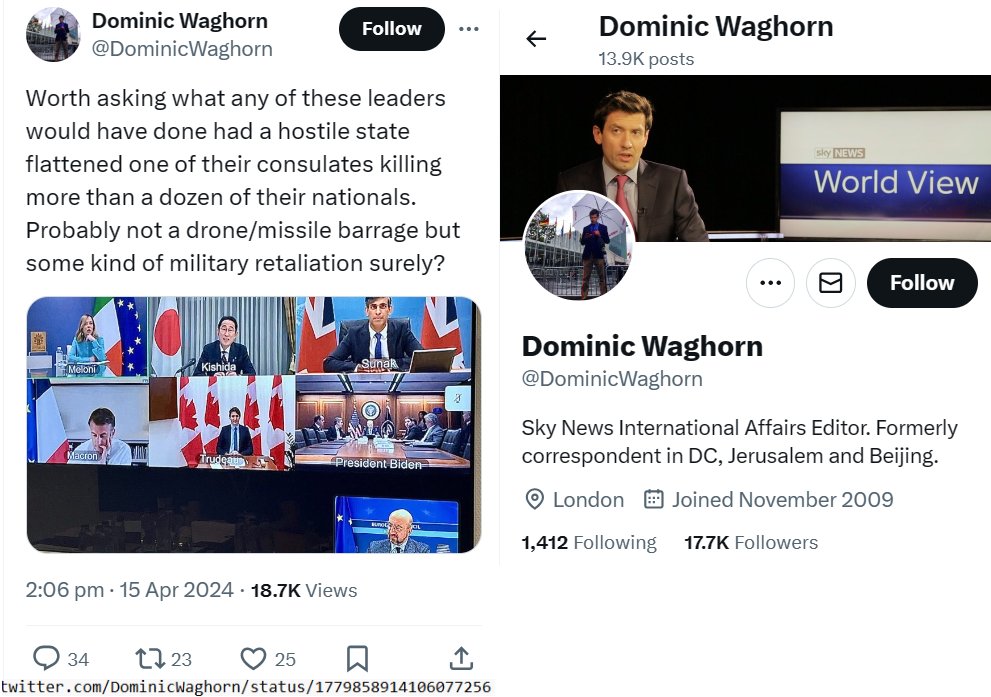 🟠 @DominicWaghorn, twitter.com/DominicWaghorn… The Iranian 'consulate' hit in Damascus was an IRGC military outpost masquerading as a diplomatic mission. Surely you are not on the side of the totalitarian regime in Iran who initiated the war against Israel on October 7 2023? cc…