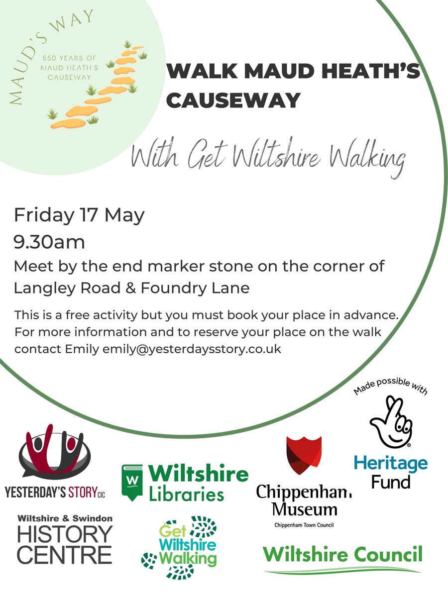 We are starting our Maud’s Way project with a walk of Maud Heath’s Causeway. Join us on the 17 May to walk the causeway, learn about its history and our plans to celebrate the 550th anniversary.