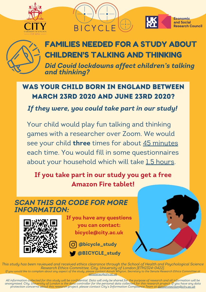 🌟We are now looking for 4-year old children born during lockdown to take part in our study 🧸 🎉 click this link to take part or message us to find out more: cityunilondon.eu.qualtrics.com/jfe/form/SV_9F…