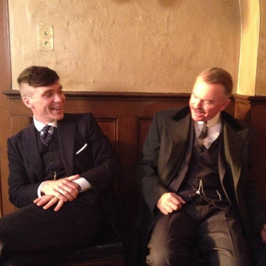 cillian murphy and say neill on the set of peaky blinders s2