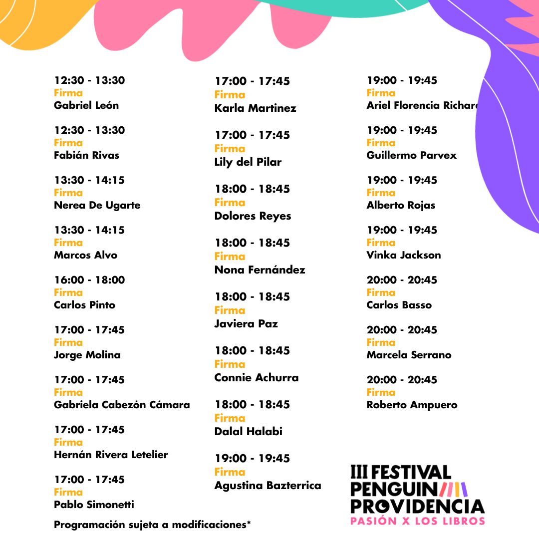 DÍA DEL LIBRO. Este sábado 20 y domingo 21 de abril te invitamos al III Festival Penguin Providencia @penguinlibroscl @Muni_provi Te esperamos, ambos días, de 11 a 20 hrs, con una entretenida programación en Av. Nueva Providencia 1995, esquina Pedro de Valdivia. Entrada liberada.