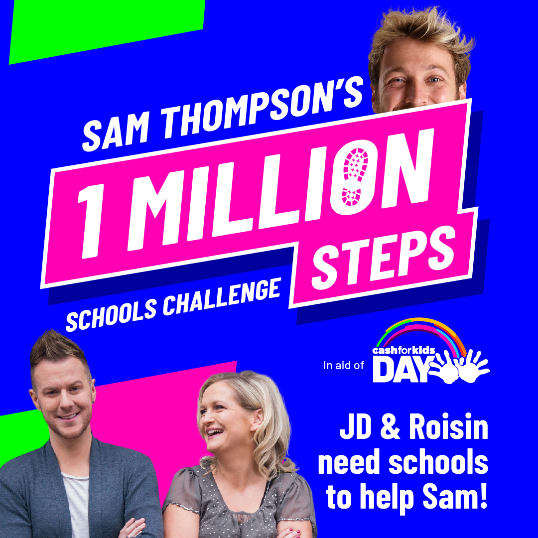 📣 'Schools of the West Midlands we need your feet!' Sam Thompson has been challenged to walk 1 MILLION steps by the end of Cash for Kids Day and JD & Roisin are helping him out. Sign up your school at planetradio.co.uk/free/charity/e…