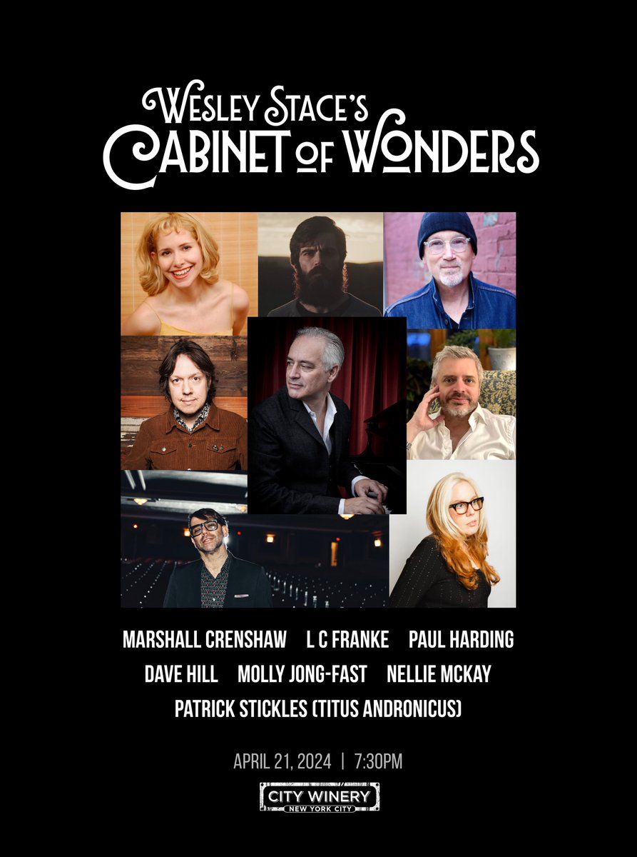 This Sunday 4/21 Cabinet at @CityWineryNYC, starring:
@lcfranke, with his exquisite new album. Not to mention:
#marshallcrenshaw
#paulharding
@mrdavehill
@MollyJongFast
#nelliemckay
@TitusAndronicus
TIX: tinyurl.com/Cabinet112
The artistry on display: SECOND TO NONE!