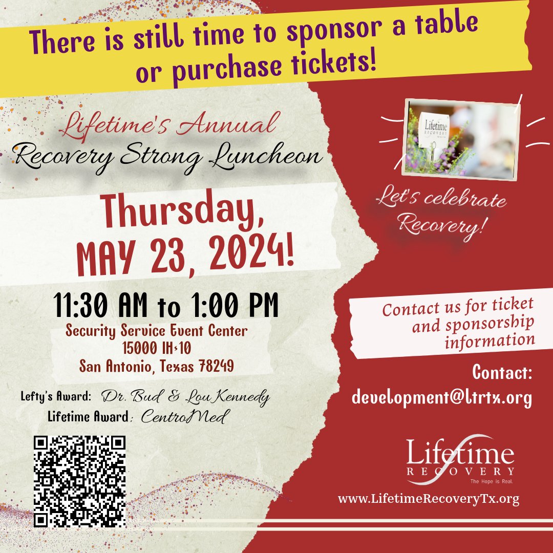 There is still time to sponsor a table or purchase tickets to our Recovery Strong Luncheon!