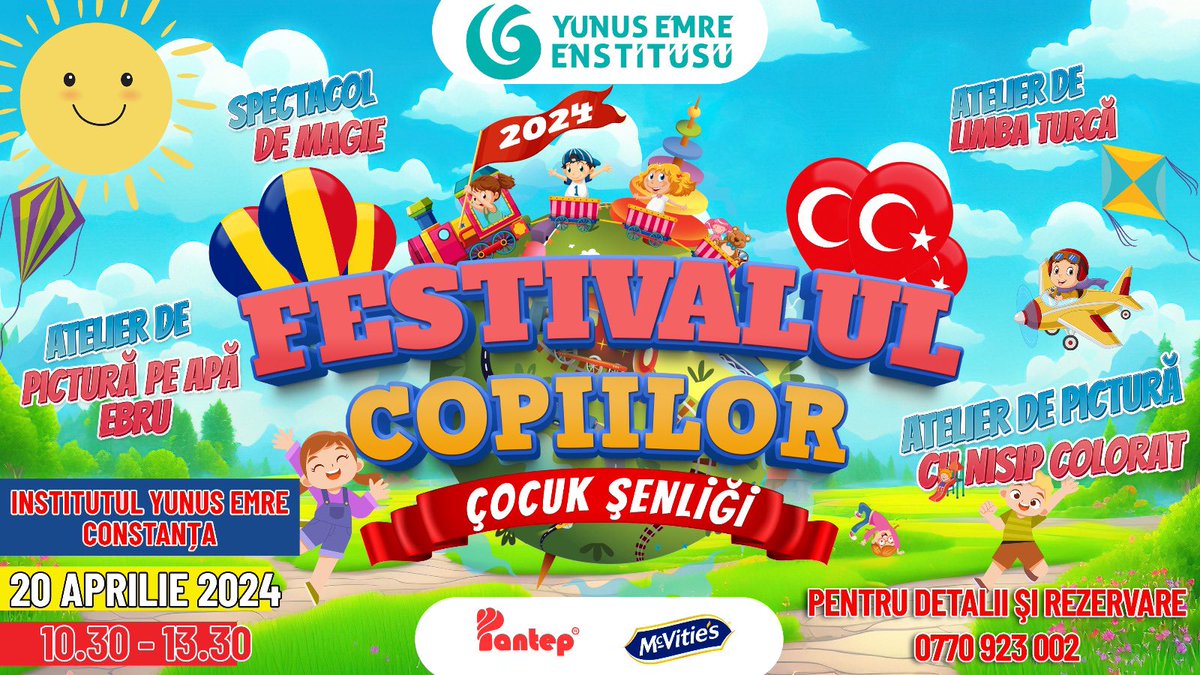 🎊🎈🎪🎈🎉 🎨🧩🕊️🐇🌸🤹‍♂️
🇹🇩 Festivalul Copiilor la Institutul Yunus Emre ❤️🤍❤️

Participarea la eveniment este gratuită, dar se va face pe bază de înscriere, în limita locurilor disponibile. Pentru înscriere completați formularul de mai jos:
👉🏻 forms.gle/SNWTB65Tqap2Bn…

<a href="/yeeorgtr/">Yunus Emre Enstitüsü</a>