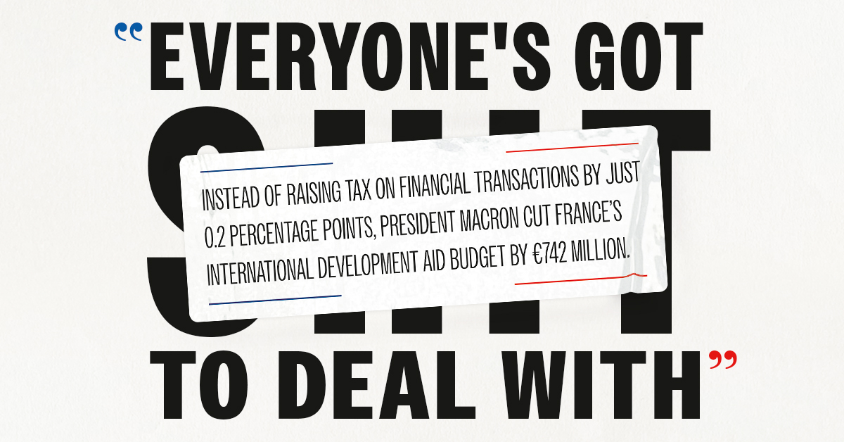 ONECampaign's tweet photo. Psst @EmmanuelMacron! 🗣️

@ONE_Fr, @GlblCtzn, and @Oxfam have an important message for you: France CANNOT slash nearly $800 million of critical support for people living in extreme poverty! 👏

It's time to step up and do what's right for everyone, everywhere. Help us get President Macron's attention - add your name to our petition. 👉 https://t.co/rTQOu3nVMs