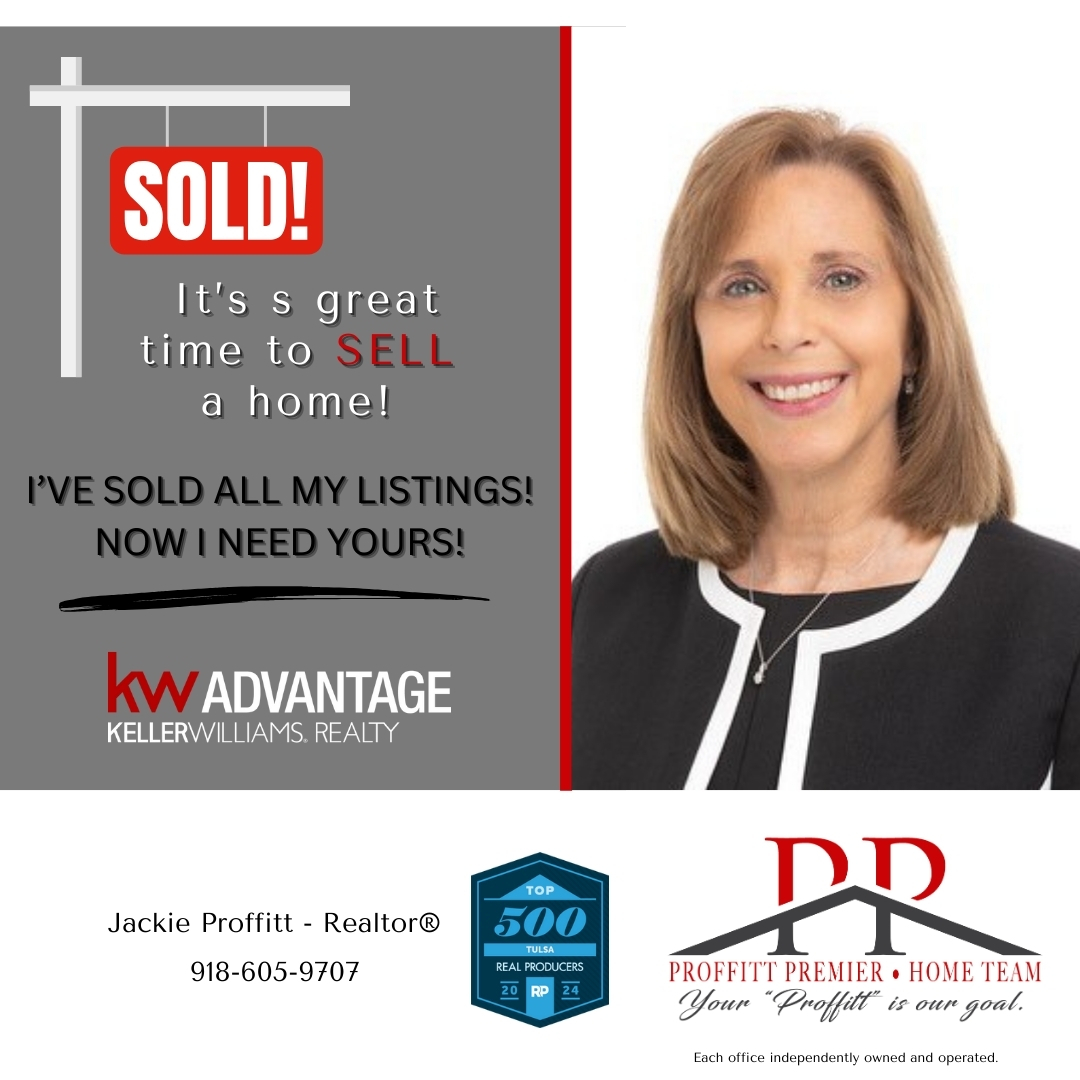 If you're ready to move, I'm ready to help you sell your home!

Call me today. 918-605-9707.

#jackieproffittrealtor #proffittpremierhometeam #kellerwilliams #sellersmarket #needlistings #oklahomarealestate #tulsarealtor #topproducers #toprealestateproducers #buyorsellwithme