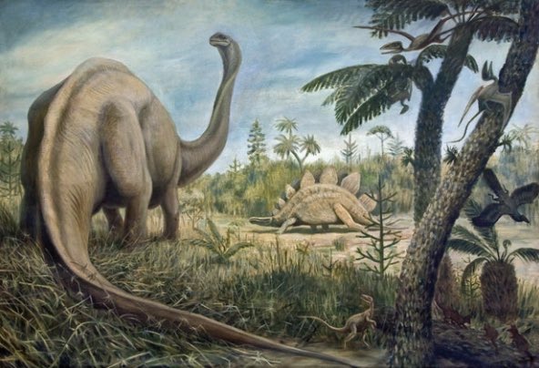 Four random pieces of nostalgic palaeoart!

Zdenek Burian’s Eocene Scene 
Rod Ruth’s Tyrannosaurus and early mammals
Vasily Vatagin’s Iguanodon
Konstantin Flyorov’s Jurassic Scene