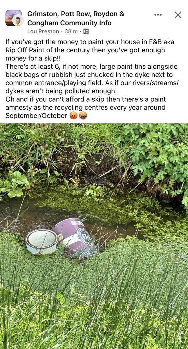 FFS 🤬what sort of filthy scum would do this🤔this dyke is actually a rare Chalk Stream & full of Starwort @GaywoodRiver @EnvAgencyAnglia I hope they can be traced through what’s in the bin bags @WestNorfolkBC @cleanupbritain