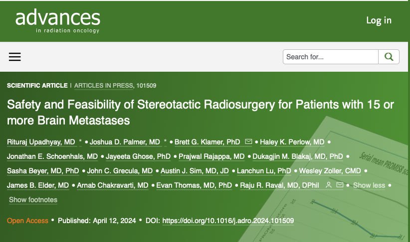 Study out on @ASTRO_org 🇺🇸Advances in #RadOnc☢️ delves into efficacy & safety of stereotactic radiosurgery for ≥15 brain metastases🧠 ✅Revealing favorable outcomes & improved cognition vs. whole brain radiation therapy (WBRT) ✅W/ longer median survival, SRS emerges as a…