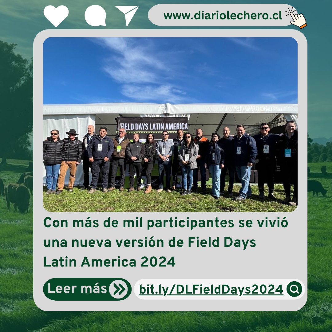 NZinSantiago's tweet image. ➡️La semana pasada se celebró #FieldDays en #Osorno, un exitoso encuentro organizado por @NZTEnews, que reunió a más de mil integrantes del mundo agrícola 🐄 @agroeficientenz

📰Te invitamos a conocer más detalles leyendo el artículo de @diariolechero_:
📲bit.ly/DLFieldDays2024