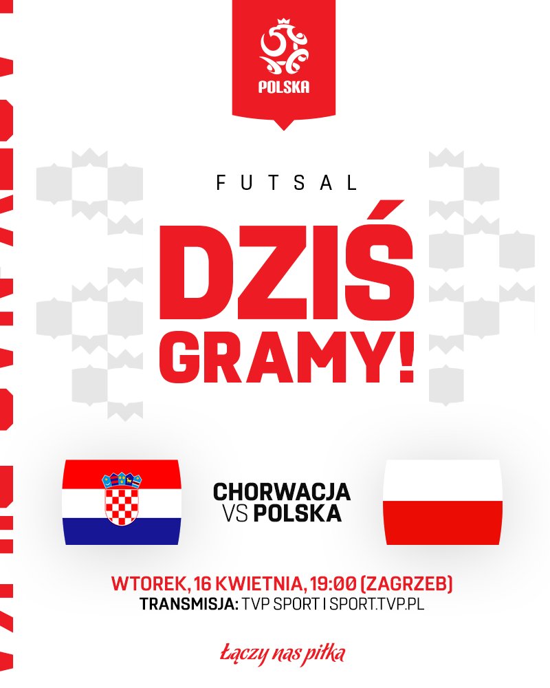 LaczyNasPilka's tweet photo. Już dziś reprezentacja Polski w futsalu rozegra rewanżowe spotkanie barażu o awans na mistrzostwa świata! 🔜

POWODZENIA! ✊
_______
#CROPOL 🇭🇷🇵🇱 https://t.co/eyfYDypHF8
