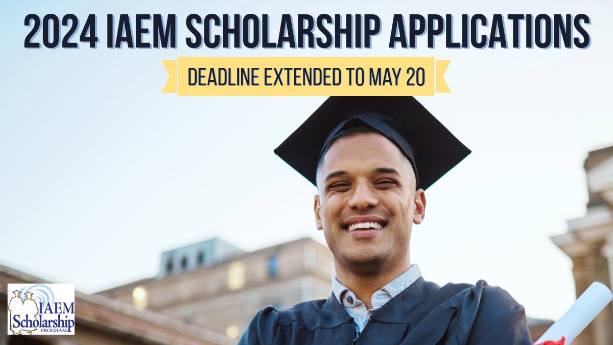 Don't forget that the #IAEM Scholarship Application deadline has been extended to May 20! There is still time to submit an application, but don't wait until the last minute. Complete instructions are available at loom.ly/_eczyng