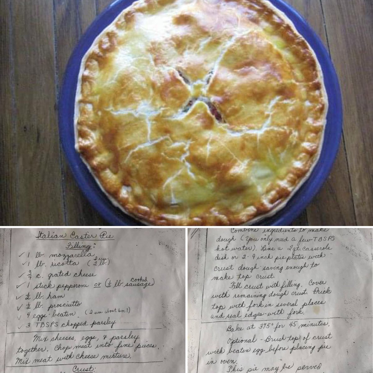 Blessing the timeline with my family’s recipe for pizza gean, or Italian Easter Pie. Please admire its glory of meats and cheeses. Also give it up for my mom’s lovely handwriting. Fave food right here.