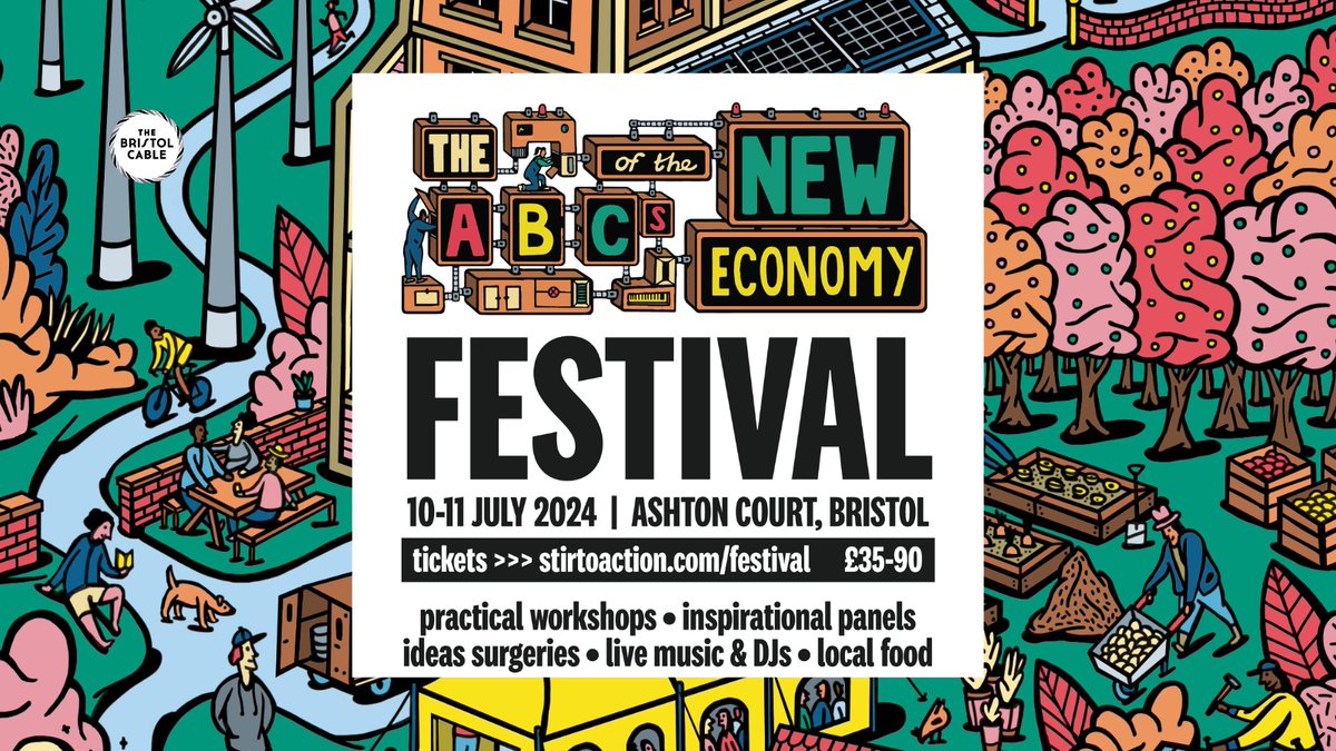 We're excited to join @StirToAction as the media partner for their ABCs Festival Jul 10-11th at Ashton Court! 🎊 Join hundreds of people transforming their local economy with practical workshops, inspirational panels, and ideas surgeries. T‍ickets here: bit.ly/3U1PkSK