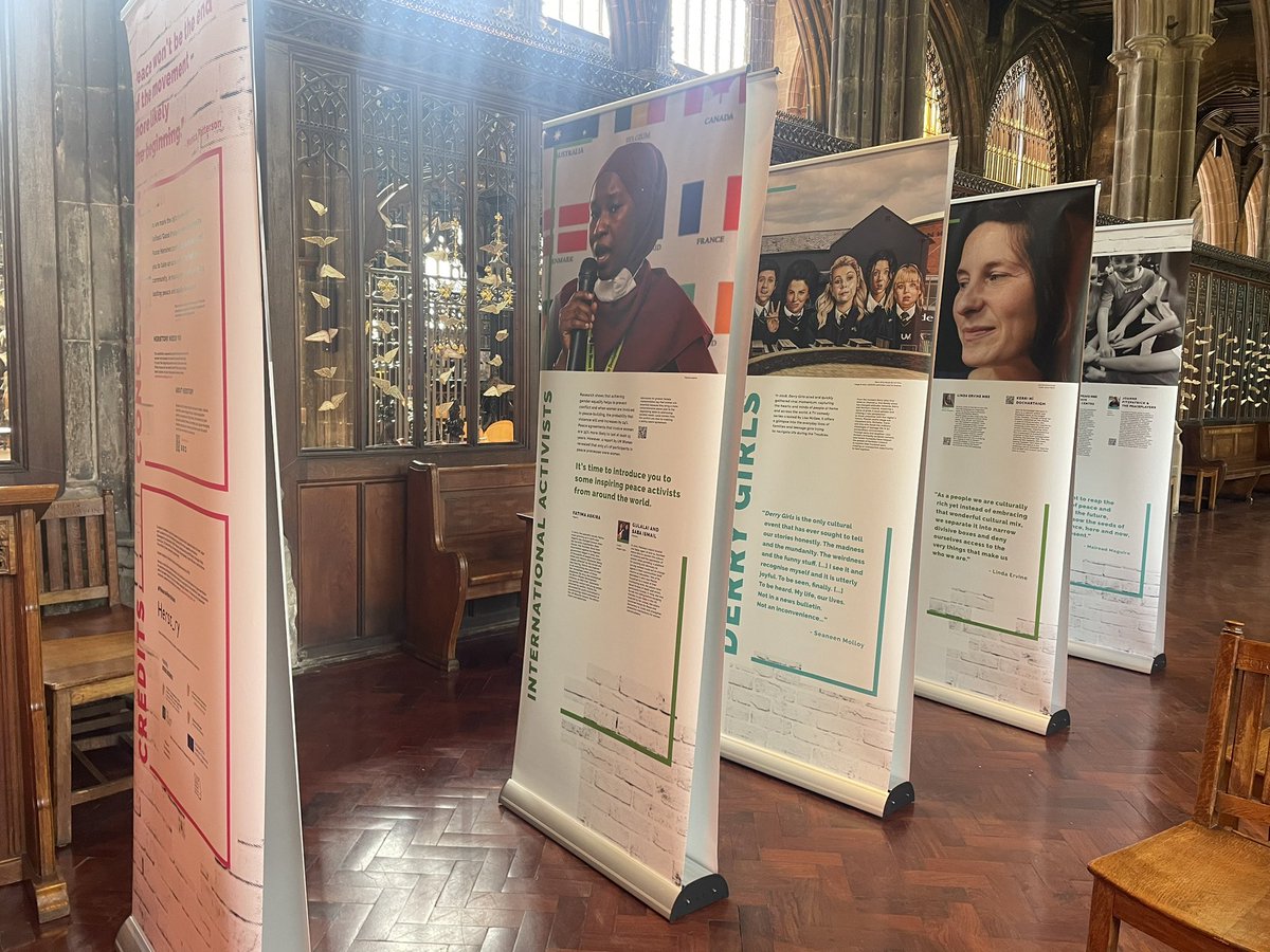 Thank you to @ManCathedral for hosting the #PeaceHeroines exhibition. On 26th anniversary of the #GoodFridayAgreement you can learn about women’s leadership in the peace process. On display for the month of April.