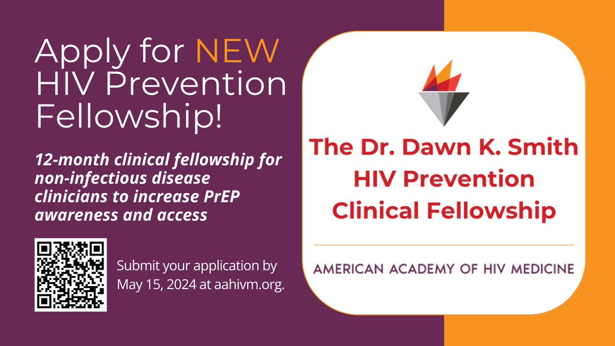 Honoring the legacy of Dr. Dawn K. Smith, a champion of #healthequity and HIV #prevention, the fellowship will provide comprehensive HIV prevention training for non-ID clinicians and will focus efforts in communities disproportionately affected by #HIV. conta.cc/432DdbT