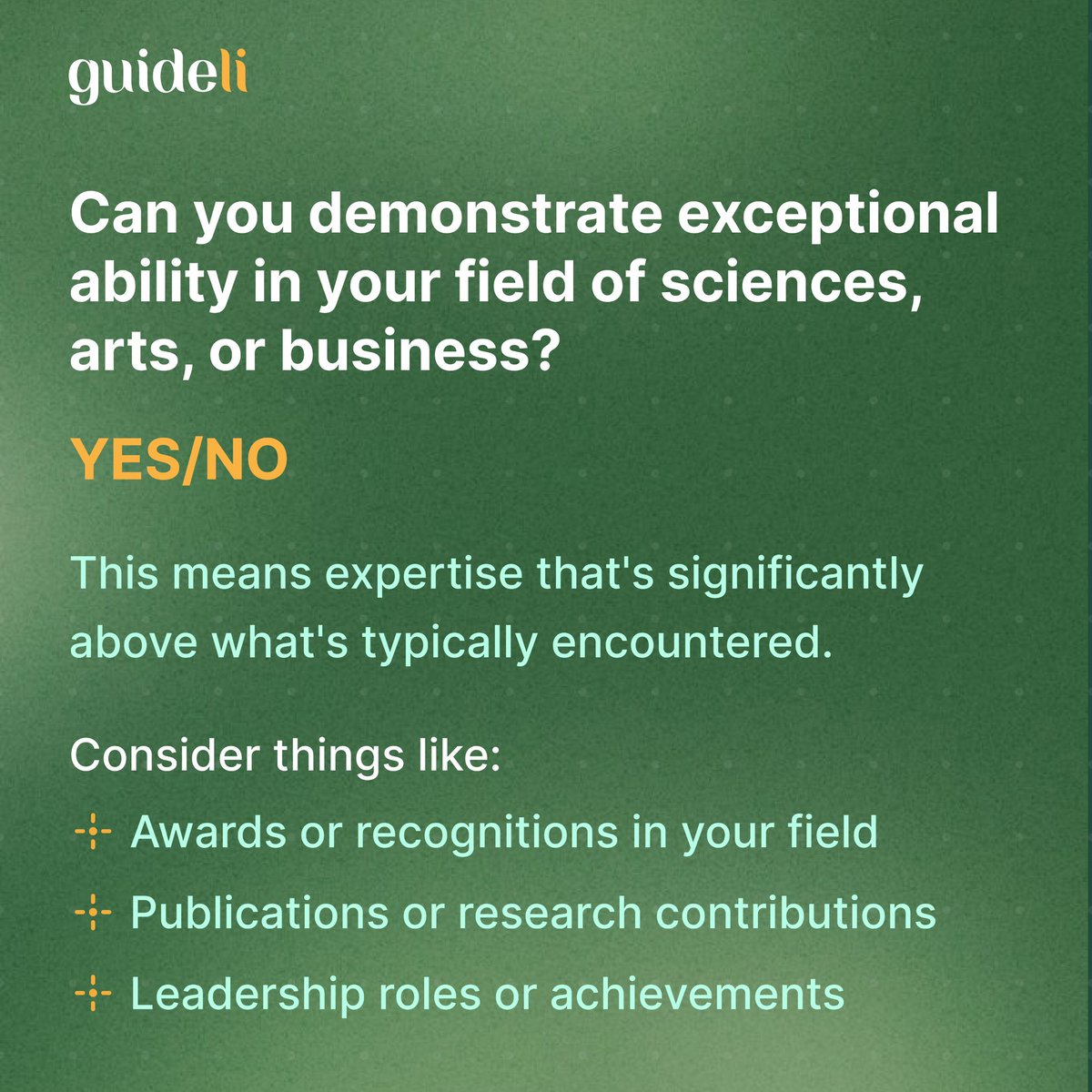 myguideli's tweet photo. This quiz is just a starting point. The EB-2 NIW visa process can be complex. 

Consulting with Guideli is highly recommended to determine your full eligibility and guide you through the application process. https://t.co/0hcPPfeEN0