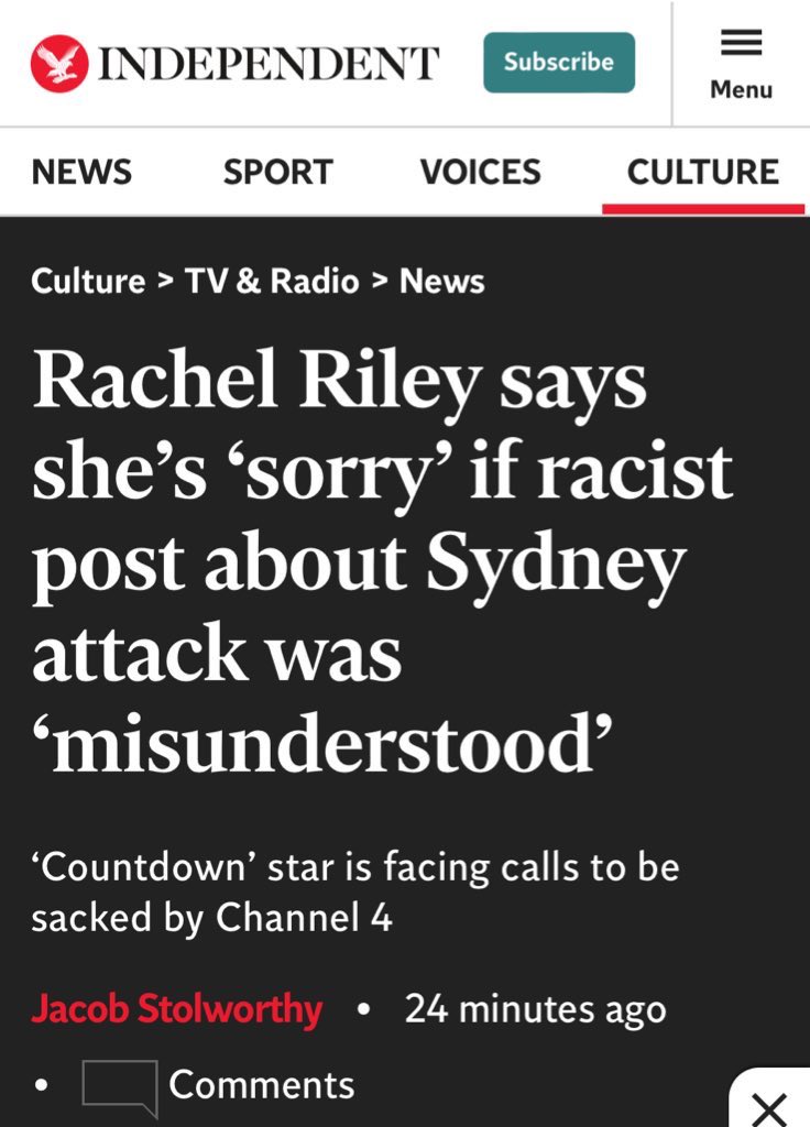 You’ve REMINDED HER OF HER OBLIGATIONS, @Channel4? When has she ever honoured them? Ms Riley has been behaving like this for years. But the Independent has now straight up called her post RACIST. The tide has turned. We’ve all had more than enough of it.