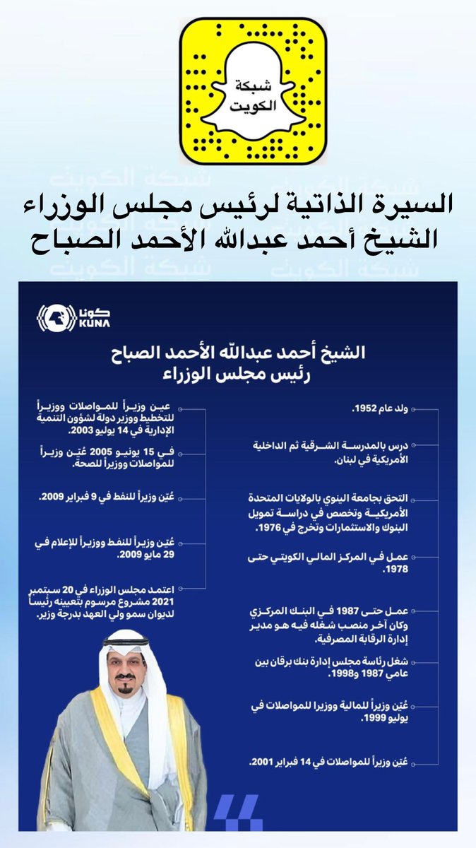 NetworkKw's tweet photo. السيرة الذاتية لرئيس مجلس الوزراء الشيخ أحمد عبدالله الأحمد الصباح https://t.co/kcl3VmvZmu