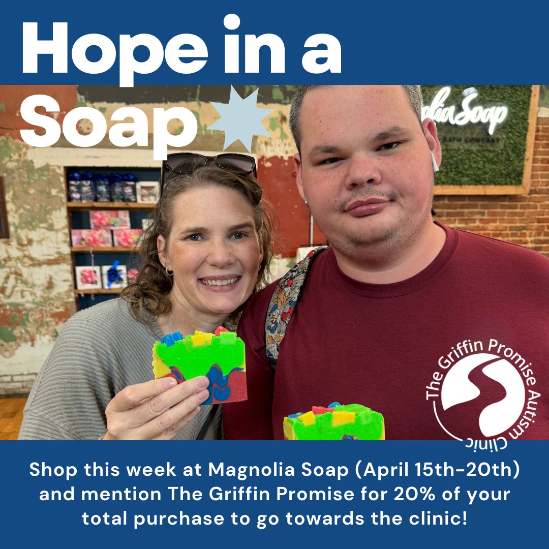GriffinPromise's tweet photo. Visit @magnoliasoapandbathco this week for 20% of your purchase to go towards the clinic 🛁💙  We are so appreciative of our community's support!! https://t.co/7eD0Q9SBeV