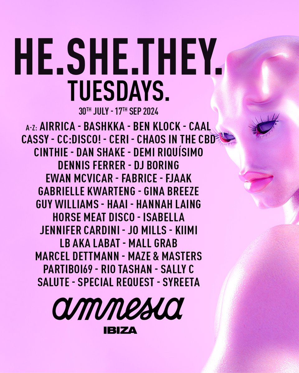 Amnesia touches the sky! 📷📷 HE.SHE.THEY. returns to Ibiza with its BIGGEST EVER line-up of house & techno! 📷 This is the weird & wonderful party where EVERYONE is welcome, the true spirit of the Island. Which DJ are you most excited to see?