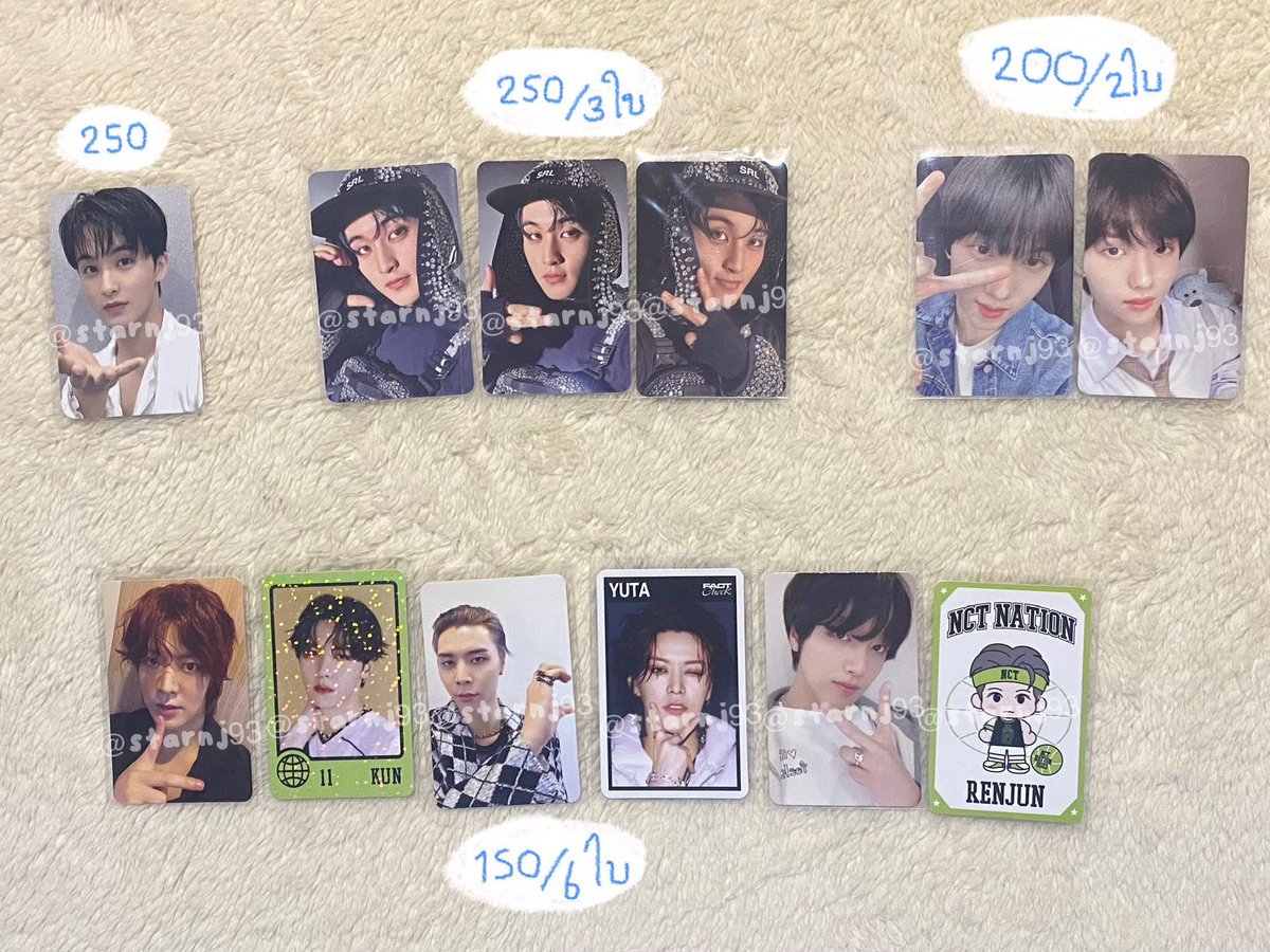 starnj93's tweet photo. พร้อมส่ง 🛒 
การ์ด ม้าค จีซอง ยูตะ จอนนี่ พี่คุน แฮชาน อินจุน
ราคาในรูป ส่งฟรี ems 🎀 #ตลาดนัดnct #ตลาดนัดnct127 #ตลาดนัดwayv #ตลาดนัดnctdream https://t.co/mPSWwTHsM5