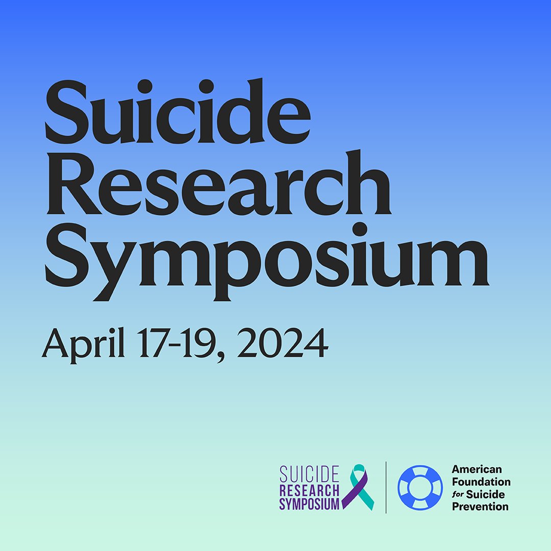 Calling all suicide prevention researchers! The 3rd annual Suicide Research Symposium is taking place this week, but it's not too late to register. We're proudly co-hosting this free + virtual conference for researchers. Register now: suicideresearchsymposium.com #Science2StopSuicide