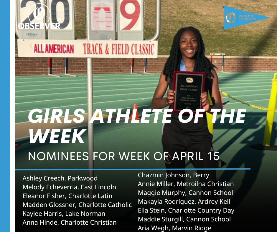 Here are the nominees for The Observer's girls' athlete of the week. Poll closes Friday Vote now. Vote often. Vote here: charlotteobserver.com/sports/high-sc…