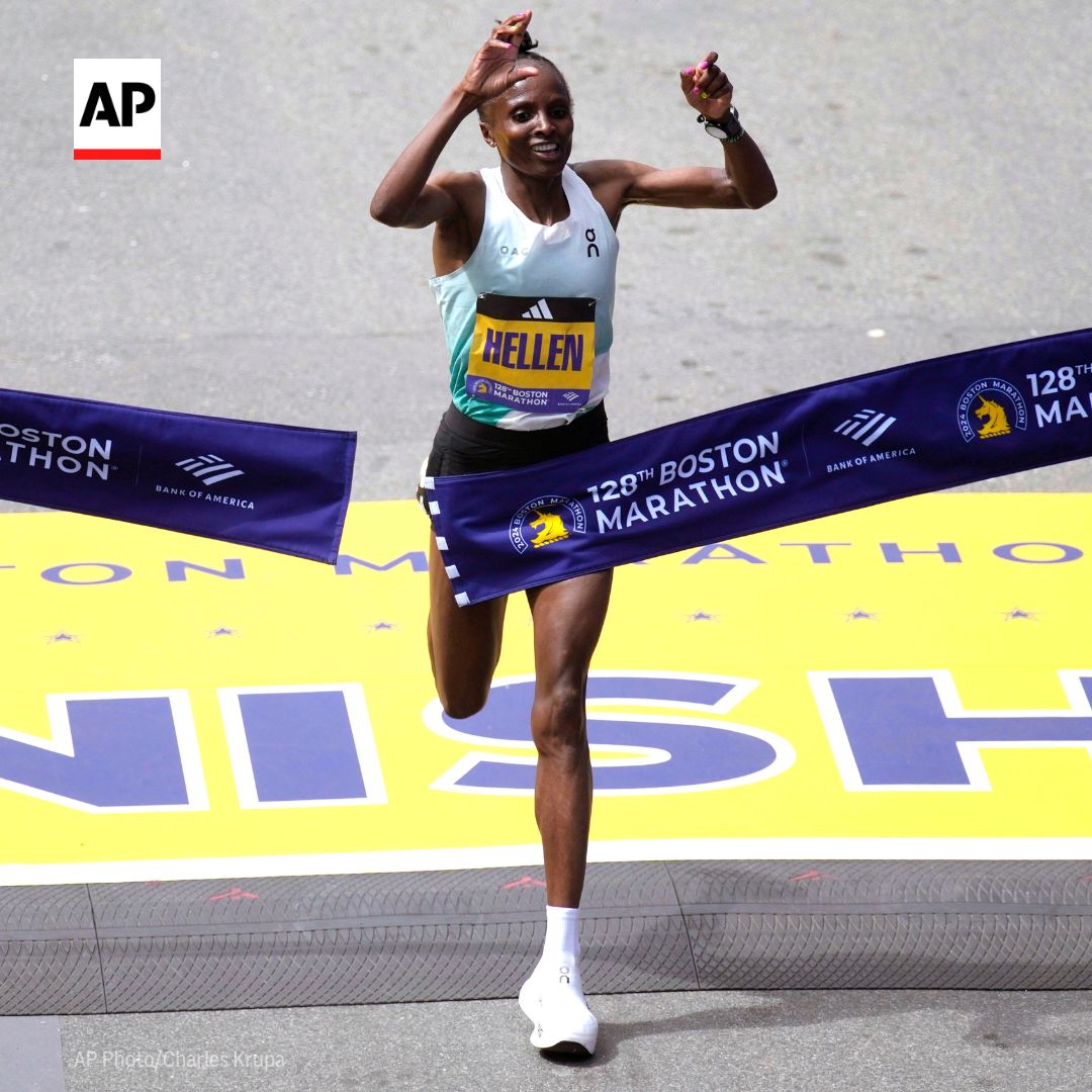 Hellen Obiri defended her title in the women's race at the Boston Marathon, outsprinting fellow Kenyan Sharon Lokedi down Boylston Street to win by eight seconds. Obiri is the first woman to win back-to-back Boston Marathons since 2005. bit.ly/3Q2qLnb