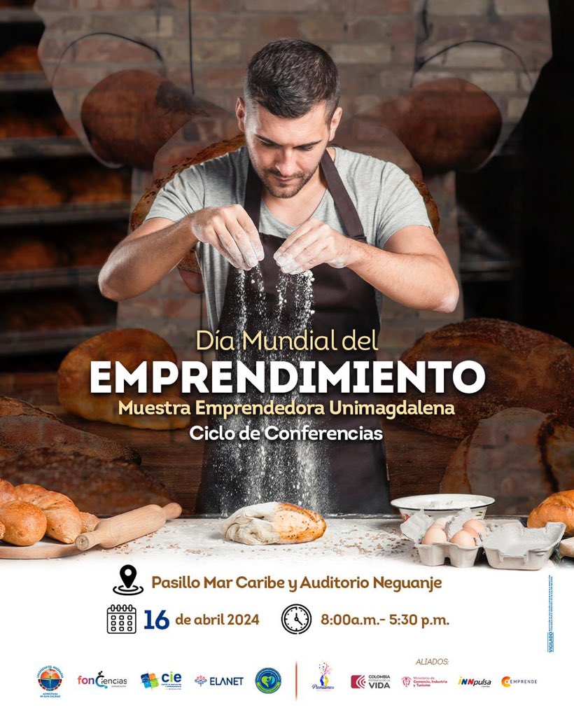 Unimagdalena's tweet photo. ¿Eres emprendedor o tienes una idea de negocio? 💡🚀

Te invitamos a conmemorar el Día Mundial del Emprendimiento, con la Muestra Emprendedora y un Ciclo de Conferencias para inspirarte y conectar con expertos 💯.

Inscribe tu empresa 🔗 https://t.co/tJQXubYkHe

#PrográmateUM https://t.co/TKAdEdHbfs
