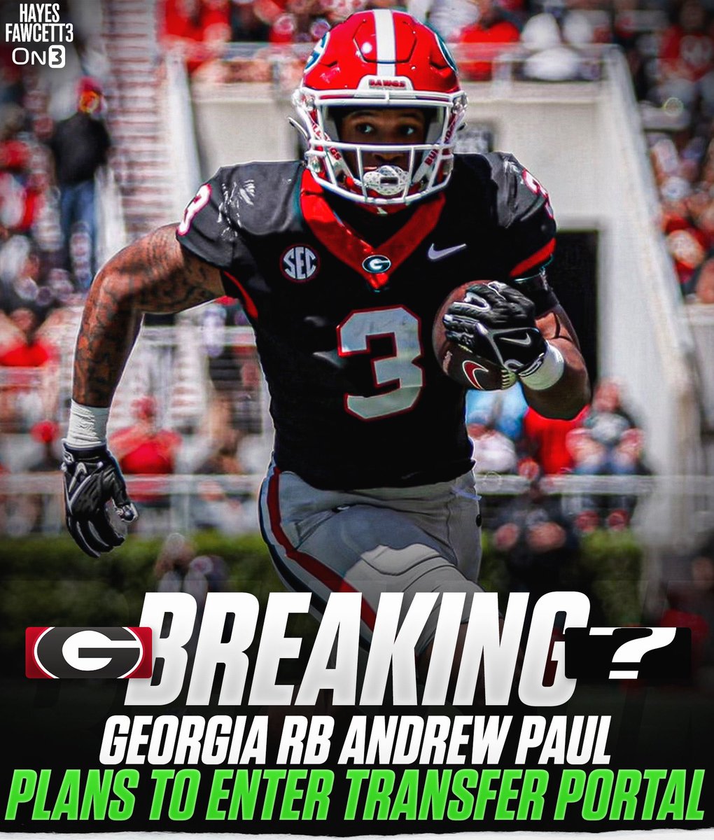BREAKING: Georgia RB Andrew Paul plans to enter the Transfer Portal, he tells @on3sports

The 6’0 215 RB appeared in 7 games for the Bulldogs in 2023

Will have 3 years of eligibility remaining 

on3.com/db/andrew-paul…