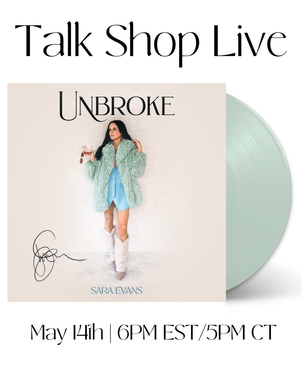 I’m coming to Talk Shop Live to tell you all about my new album, Unbroke. Tune in to hang/ask me questions and pre-order an exlclusive, signed version of the vinyl! Follow my Talk Shop Live channel to be notified when I go live! May 14th | 6PM EST/5PM CT talkshop.live/watch/uf4lFANe…