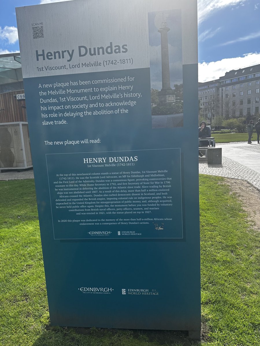 We went to St Andrew’s Square in Edinburgh to see the replaced Henry Dundas’s plaque. Many thanks to everyone involved. We call on Bobby Melville & his cohort to respect the will of the people and the descendants of the enslaved people in Scotland🏴󠁧󠁢󠁳󠁣󠁴󠁿. cc: ⁦@SirGeoffPalmer⁩