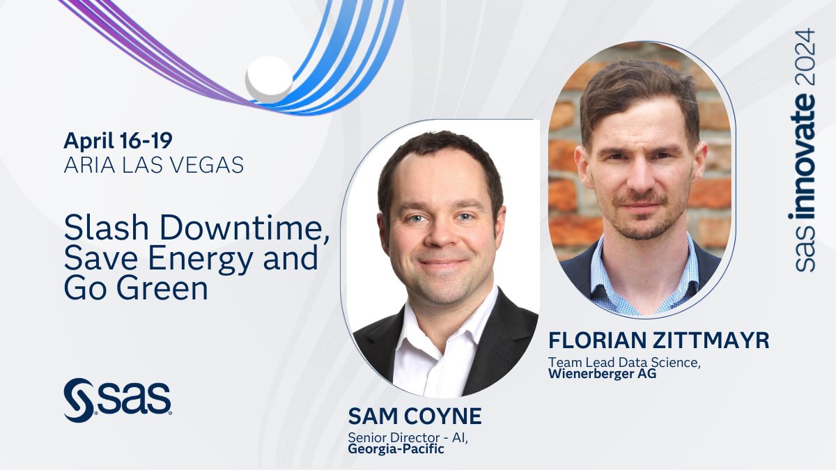 Slash downtime, save energy and go green at #SASInnovate! Join our session with Georgia-Pacific's Sam Coyne and Wienerberger's Florian Zitmayr to learn how these #manufacturers are benefiting from sustainable #operations. 2.sas.com/6017wfhI5