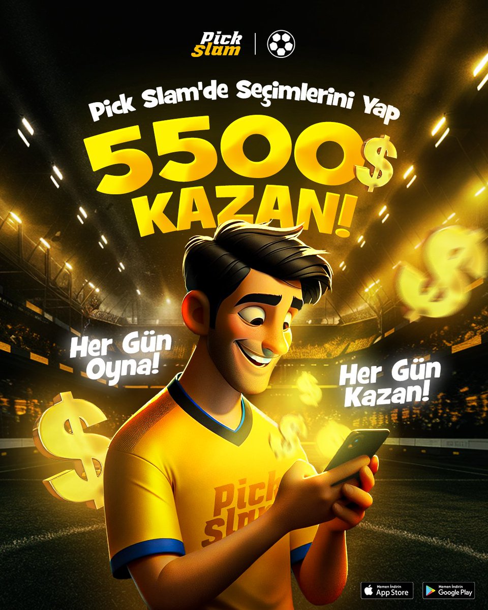 💰@pickslam Ödül Havuzu Bu hafta 💲5500 ⚡Her Gün Oyna Her Gün Kazan! 📲pickslam.com/app