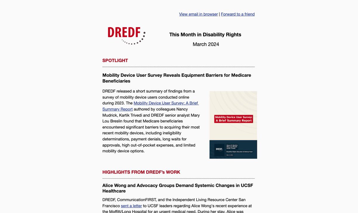 Are you signed up for the DREDF Monthly? Our monthly newsletter contains the most up-to-date information on what we've been up to, upcoming training opportunities, and ways to take action. Subscribe now! dredf.us2.list-manage.com/subscribe?u=d8…