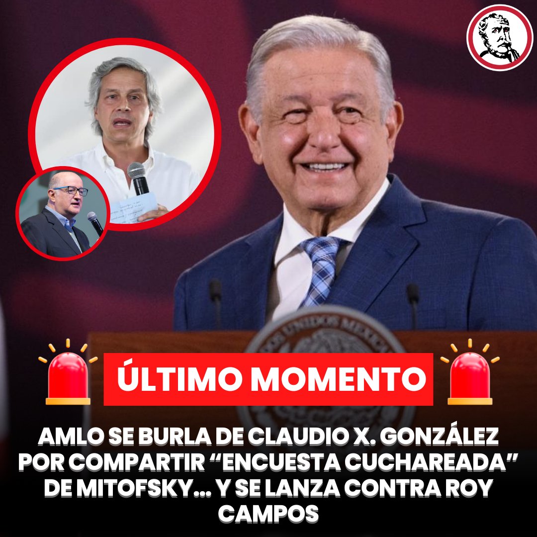 🚨#ÚLTIMOMOMENTO El Presidente @lopezobrador_ se burló del júnior @ClaudioXGG por presumir la baja en la aprobación de AMLO en la Consulta Mitofsky y pidió al director de la encuesta una explicación. Durante su conferencia mañanera, López Obrador retomó el tema de la guerra…