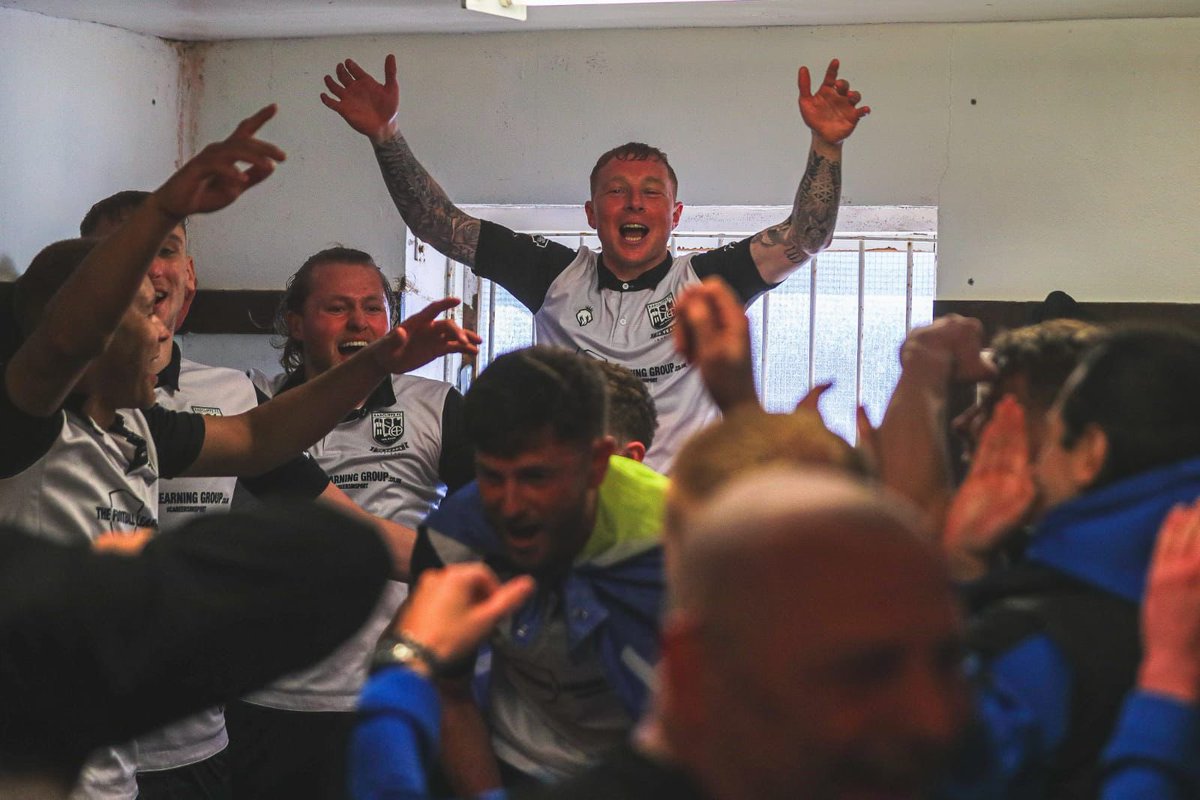 Been part of some top teams and this 1 is right up there. Special group of people making @radcliffeboro history and having a proper good time doing it. Bunch of weirdos romped the league. Thanks for coming. Up the boro 💙🔵⚽️🏆🍻