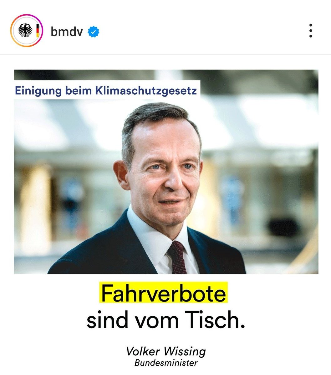 Idiotie in 3 Akten. 😂 1. Erst bringt Wissing Fahrverbote ins Spiel, obwohl es sonst niemand gefordert hat. 2. Dann schiebt er es den Grünen in die Schuhe. 3. Und nun ist es vom Tisch und er spielt sich als Held auf. Und das alles in unter einer Woche. Respekt.